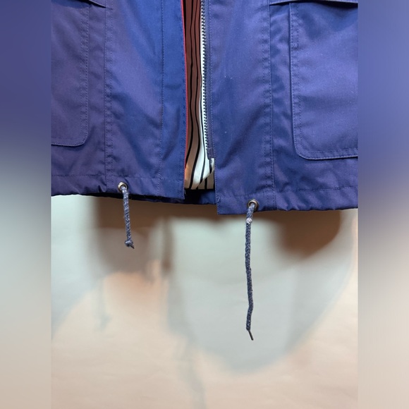 R.O.C Made In Taiwan Windbreaker Coat Rain Jacket Blue Pockets Size 8 Adjustable - Picture 15 of 16